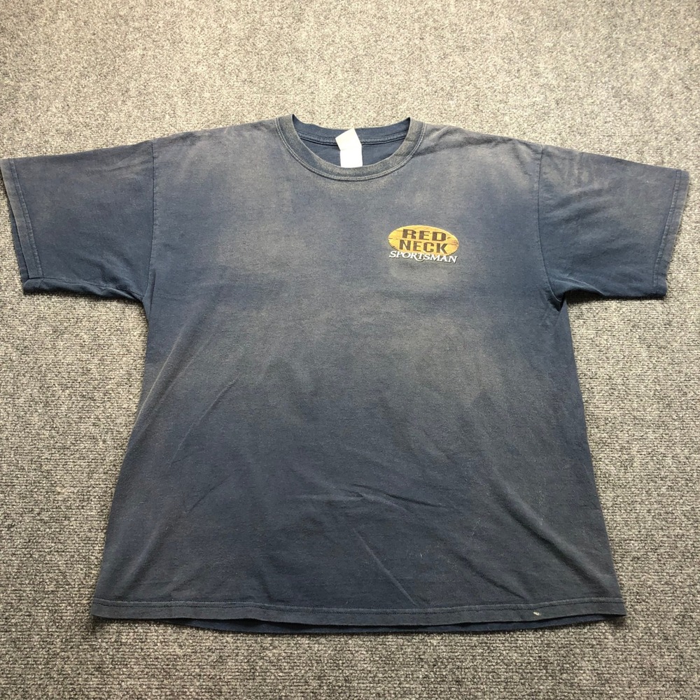 Buck Wear Redneck Fishfinder Graphic T Shirt Mens XL Navy Bass Fishing